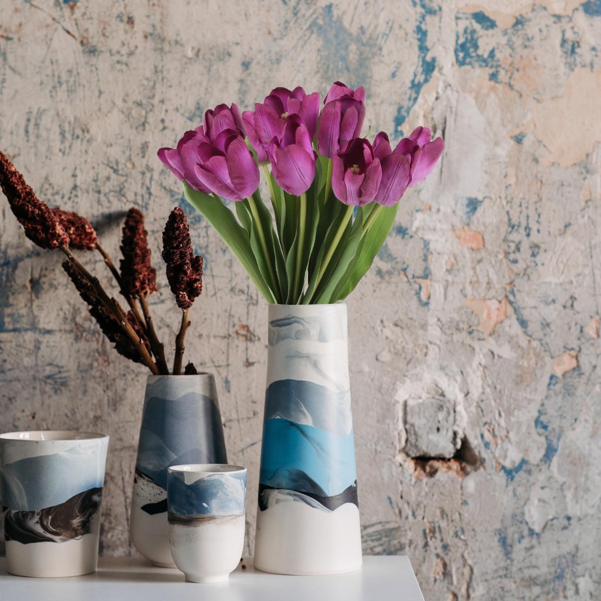 Tulip Flower 6pcs Home Living Room Wedding Decoration Tulips Fake Flowers Home Garden Decor