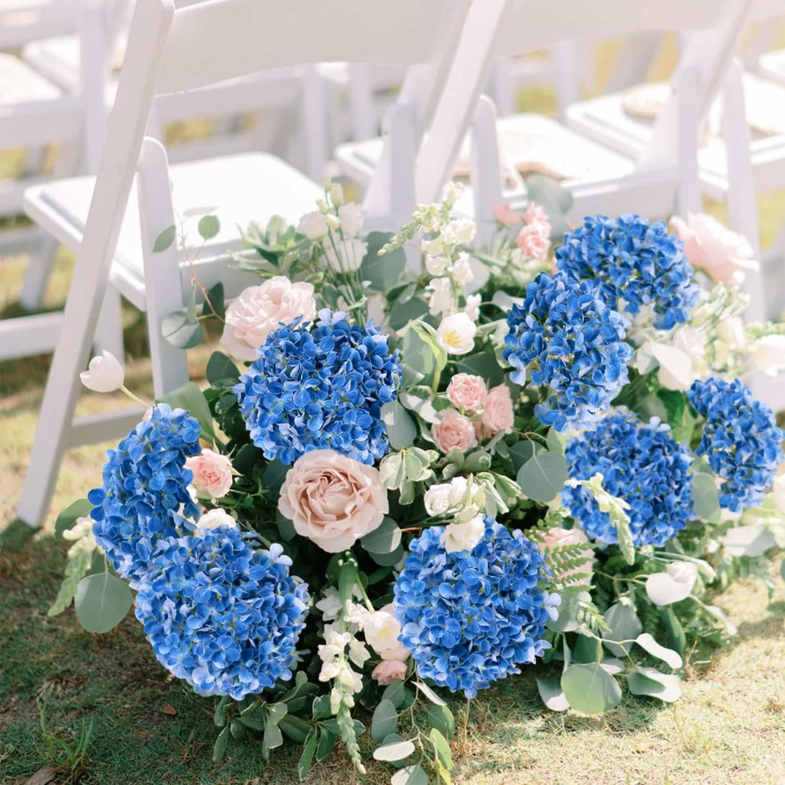 Hydrangea Artificial Flowers 4pcs 17 inch | Home Decor Wedding Party Centerpiece & Holiday Arrangement in Orange Purple Blue Pink White