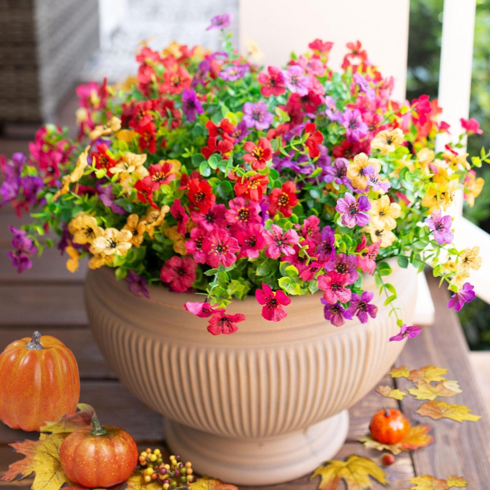 Uv resistant flower bouquet set of 6 arranged for colorful outdoor by IPOPU