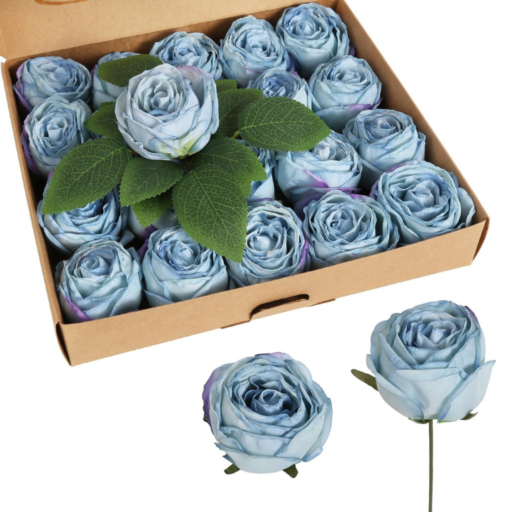 Artificial Rose Heads Bulk | Wedding Centerpiece Bouquet Home Decor & DIY in Blue White Red Pink Champagne Orange 8 Colors