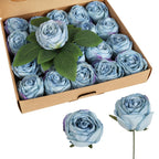Artificial Rose Heads Bulk | Wedding Centerpiece Bouquet Home Decor & DIY in Blue White Red Pink Champagne Orange 8 Colors