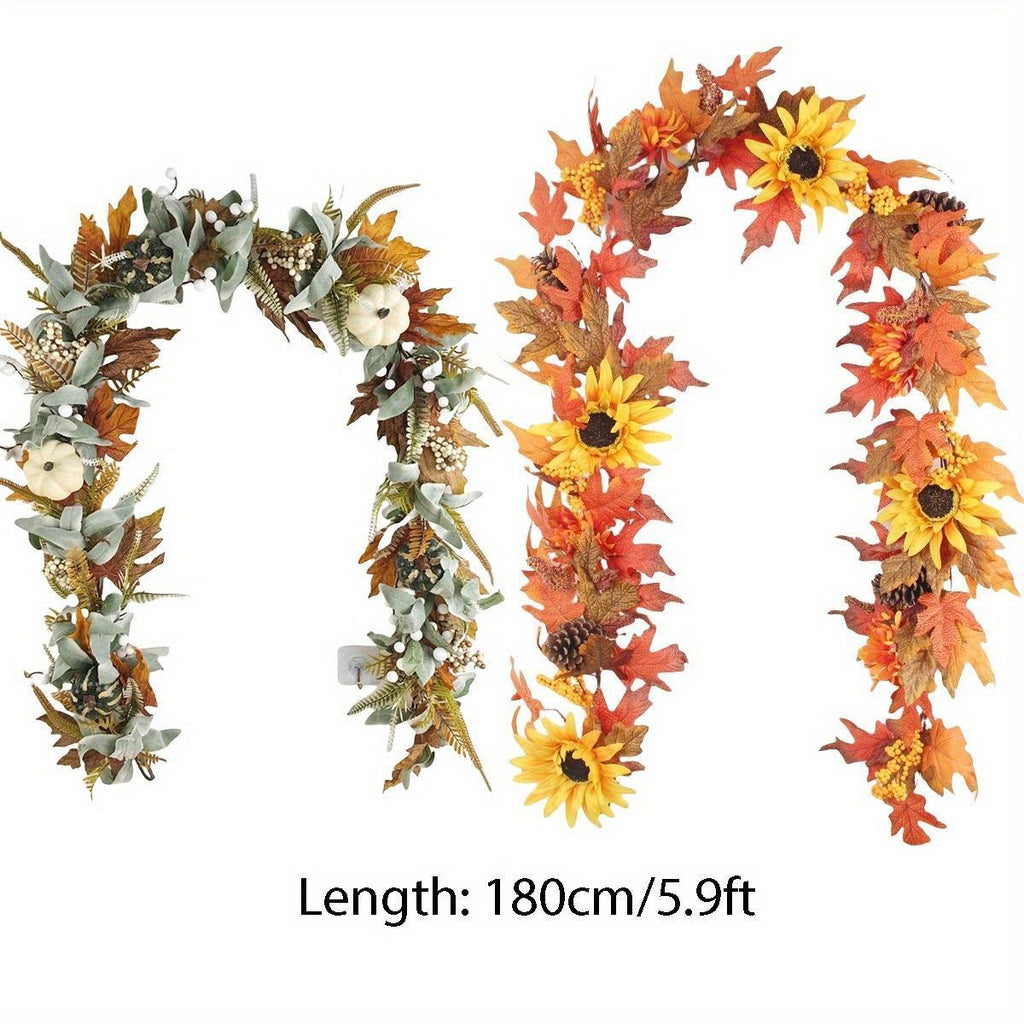 Collection of autumn maple leaf garland for colorful fall decor by IPOPU