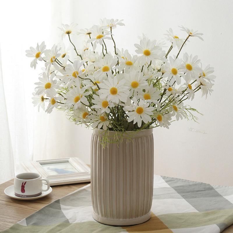 UV Resistant Artificial Daisy Wildflowers with Stems | Outdoor Garden Patio & Home Decor Greenery Shrubs in White Yellow Pink Purple