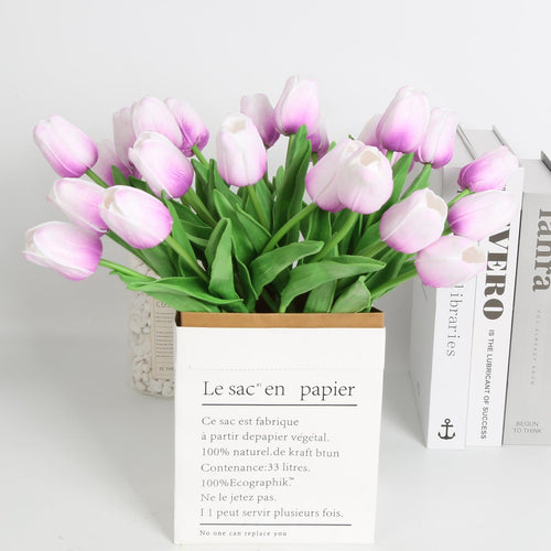 Real Touch Artificial Tulips 24pcs | Wedding Bouquet Home Party Baby Shower Centerpiece in 11 Colors