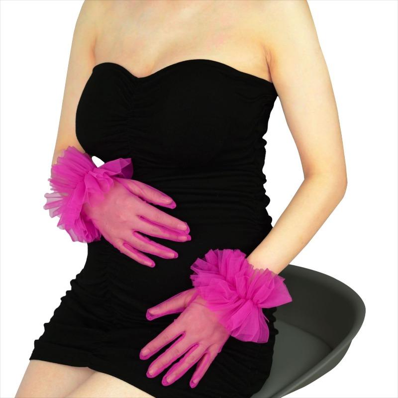 Women's Ruffled Tulle Short Gloves | Tea Party Wedding Evening Wrist Gloves in 5 Colors