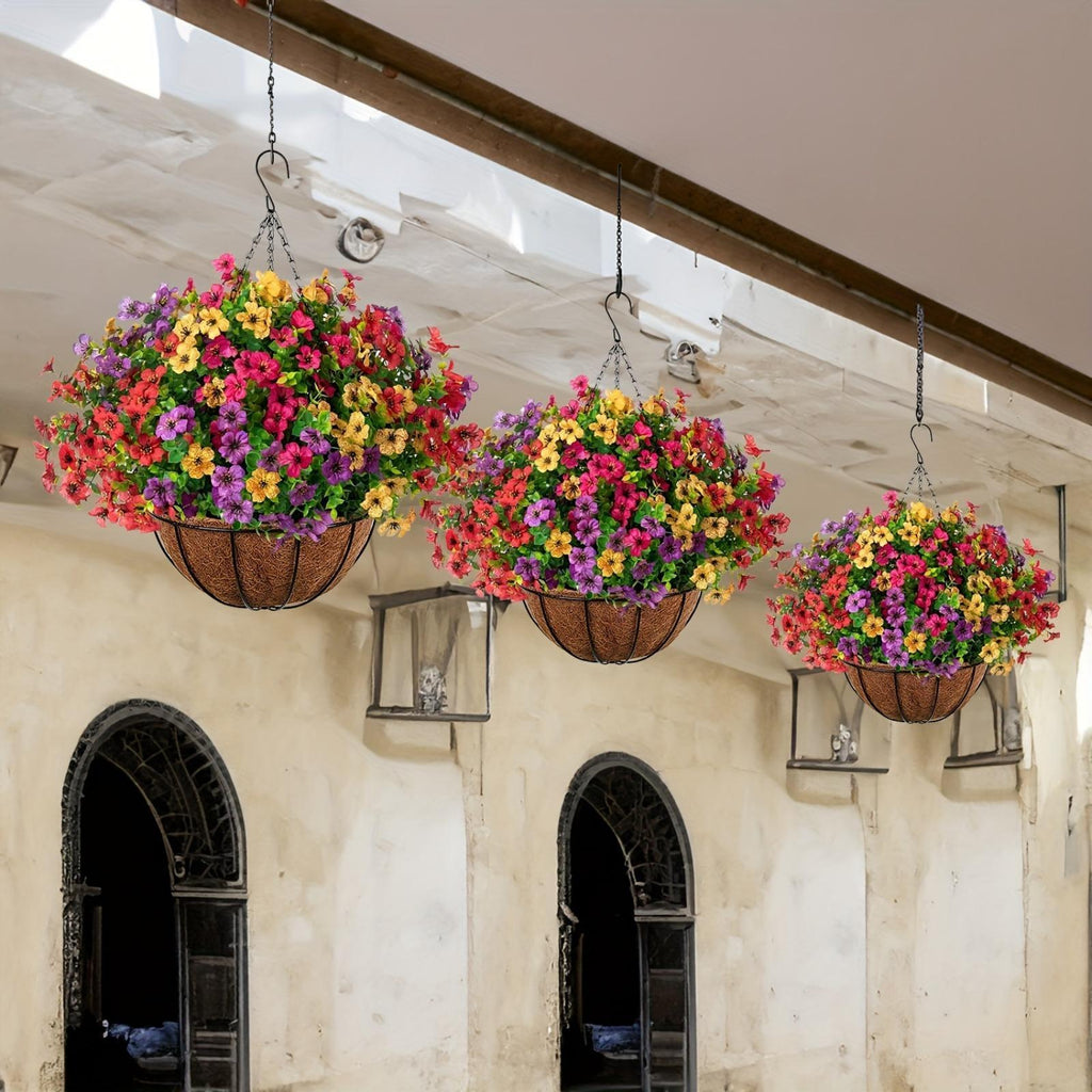 Detail of daisy eucalyptus spring hanging basket metal for outdoor indoor porch by IPOPU