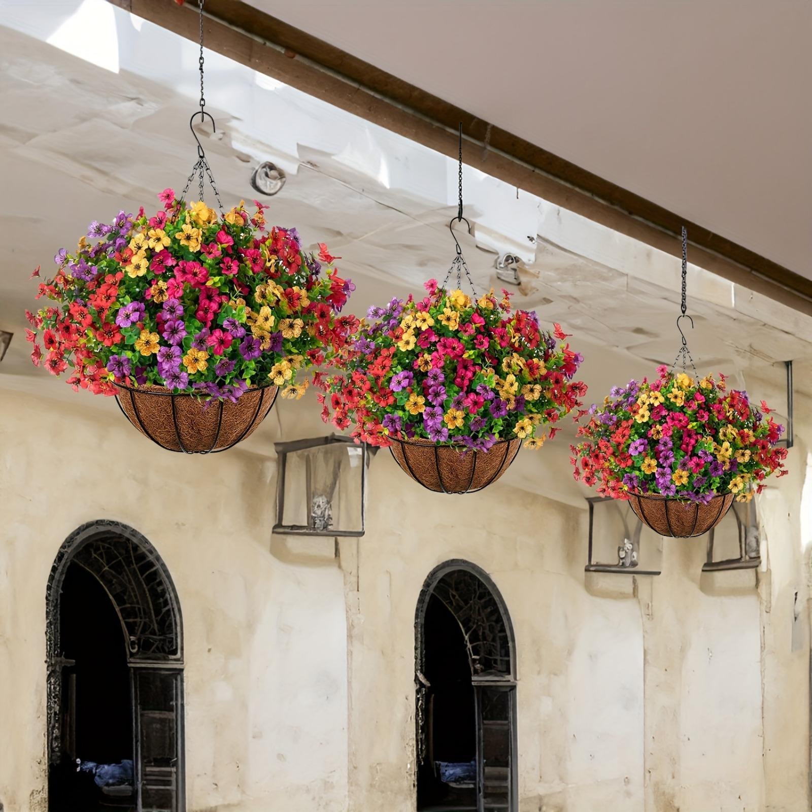 Detail of daisy eucalyptus spring hanging basket metal for outdoor indoor porch by IPOPU