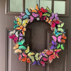 Butterfly Front Door Wreath | Red Orange Yellow Artificial Tulip Rattan Vine Door & Wall Mount Easter Spring Decor