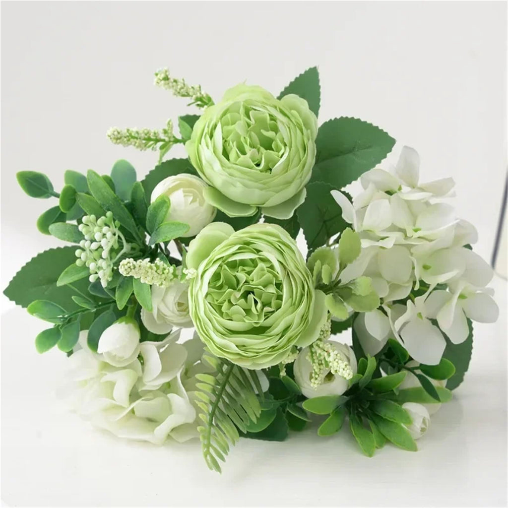 Artificial Rose Bouquet | Faux Flowers for Vase Table Centerpiece Wedding Bridal Baby Shower & Cake Topper in White Purple Blue Green Pink