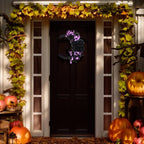 Collection of halloween bat black branch glowing wreath for faux floral round by IPOPU