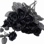 Black & white roses with stems arranged for 10pcs gothic wedding by IPOPU