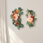 Boho Wedding Arch Flowers Kit with Rose Eucalyptus Garland & Drapes | Wedding Ceremony Backdrop & Welcome Sign Decor in Gold White Blue Red Pink Purple