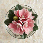 Artificial Magnolia Flowers in Glass Vase with Fake Water | Home Decor Bathroom Office Centerpiece