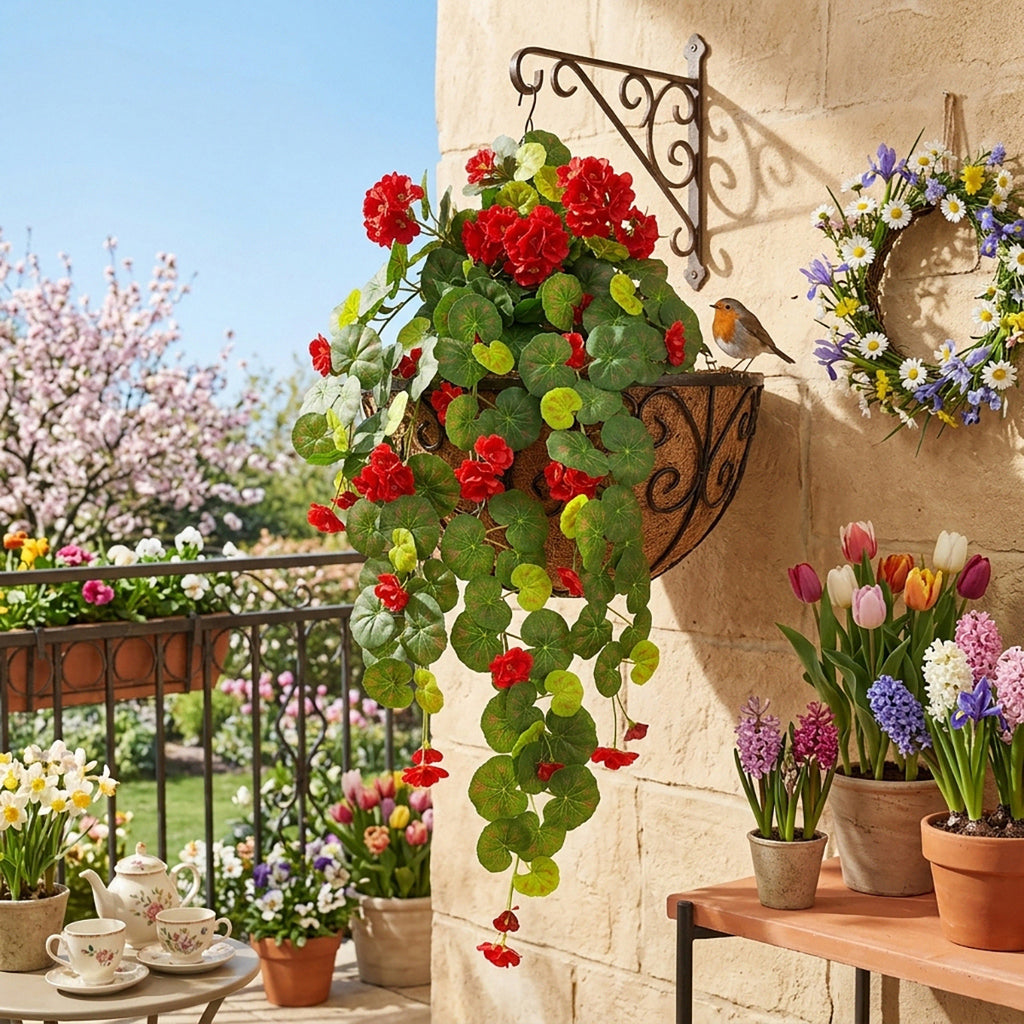 Morning glory hanging flower vine arranged for faux cascading plant by IPOPU