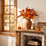 Artificial Autumn Pumpkin & Maple Stem Picks – Set of 6