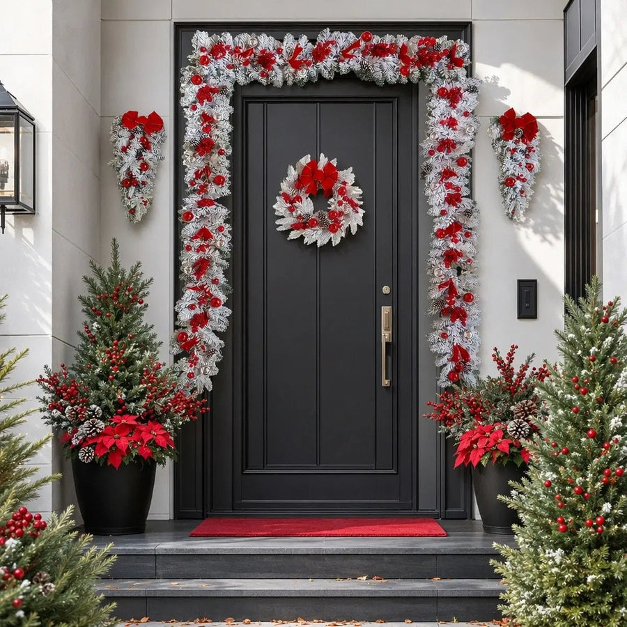 Upside Down Rattan Christmas Wreath Decoration Set – 6 Pcs