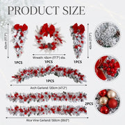 Upside Down Rattan Christmas Wreath Decoration Set – 6 Pcs