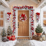 Upside Down Rattan Christmas Wreath Decoration Set – 6 Pcs