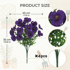 Artificial Pansy Flowers Outdoor Spring Flowers Pansies Wildflower UV Resistant Plants Faux Impatiens for Window Box Wedding Party Outside Garden Porch Decor