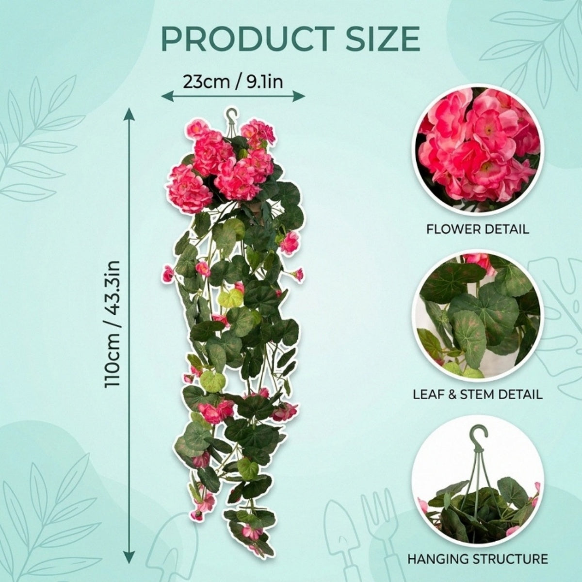 Artificial Morning Glory Hanging Flower Vine | Faux Cascading Plants in 3 Colors for Outdoor Porch Garden Trellis Wedding Arch & Home Decor