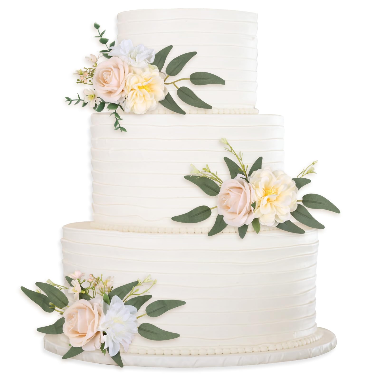 Cake Topper Flowers Set | 3PCS Faux Floral Cake Decorations for Wedding Birthday Baby Shower Anniversary
