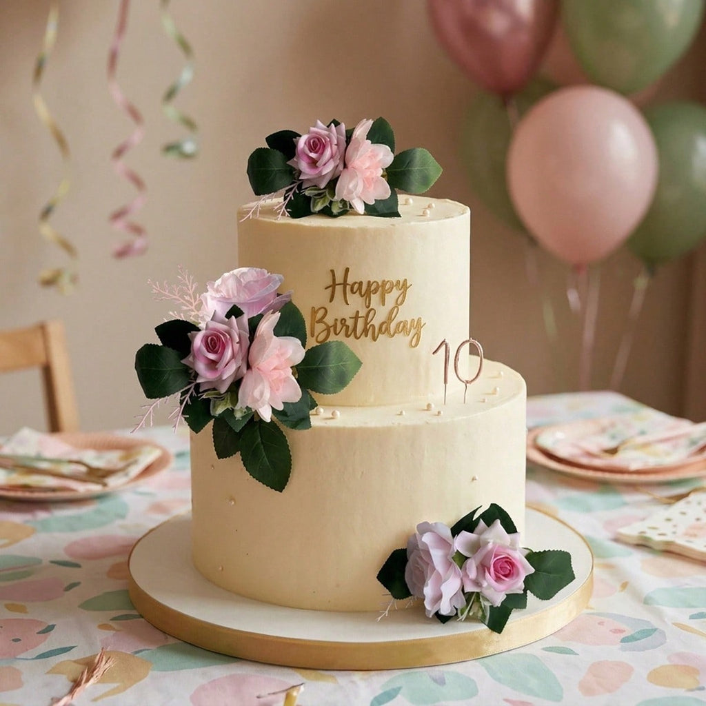 Cake Topper Flowers | 3PCS Pre-Made Floral Cake Decorations for Wedding Birthday Baptism Baby Shower