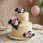 Cake Topper Flowers | 3PCS Pre-Made Floral Cake Decorations for Wedding Birthday Baptism Baby Shower