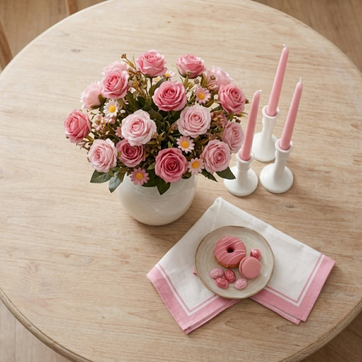 Rose & daisy bouquet UV resistant 2pcs styled for 5 colors faux flower by IPOPU