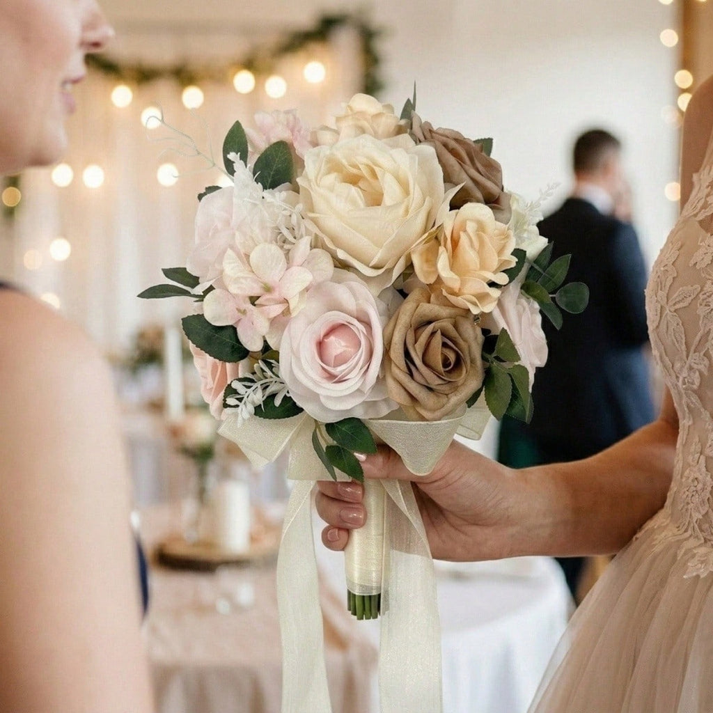 11.8 Inch Flower Bouquet for Bride Artificial Flowers Bouquet Bridesmaid Bouquet Bridal Bouquet Tossing Bouquet for Wedding Ceremony Anniversary