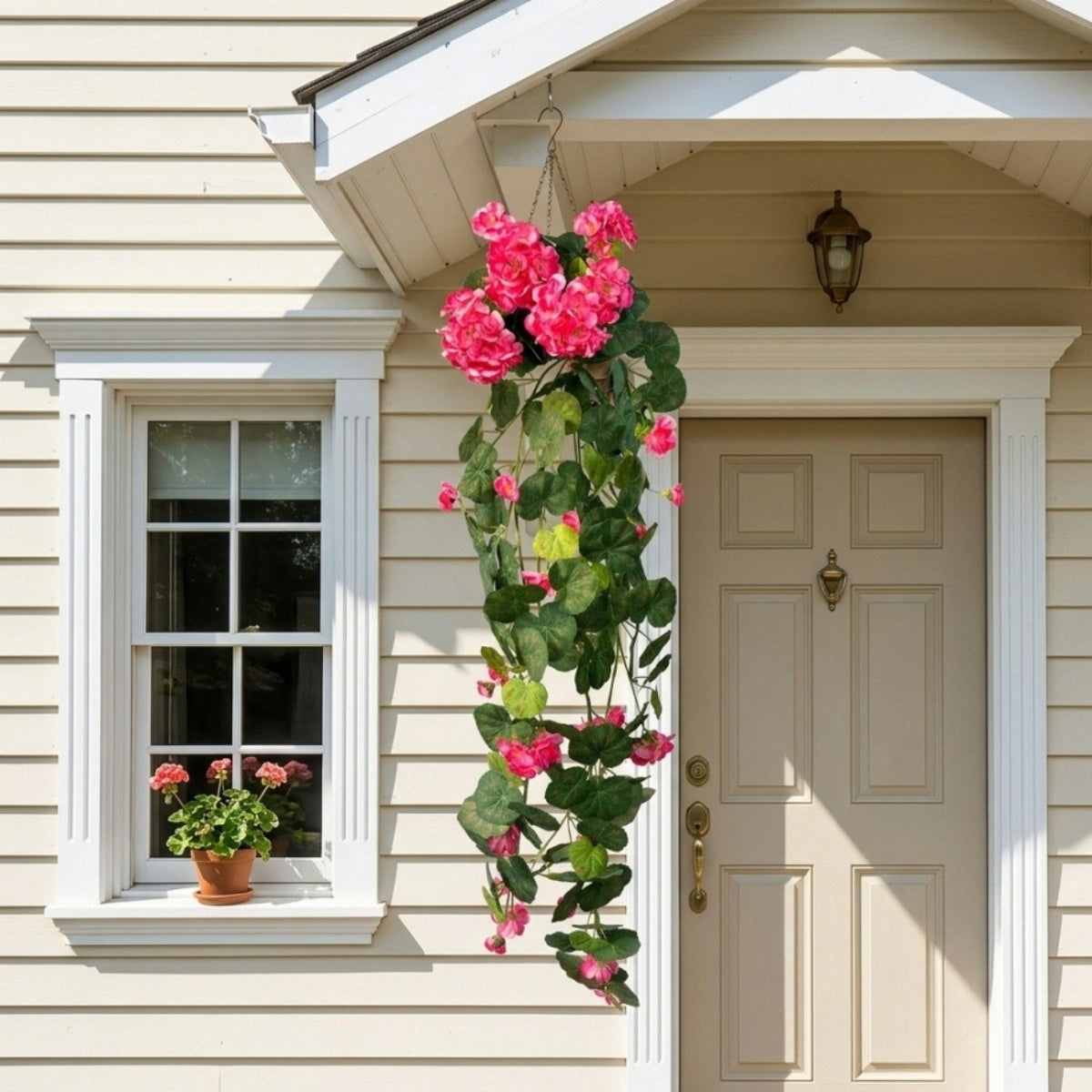 Artificial Morning Glory Hanging Flower Vine | Faux Cascading Plants in 3 Colors for Outdoor Porch Garden Trellis Wedding Arch & Home Decor