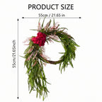 Cascading Rose Wreath Front Door Decor Romantic Pink Flower Wreath Green Foliage Wall Hanging Spring Summer Home Porch Entrance Decoration