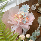 DIY Mini Ceramic Flower Bouquet Material Kit Handmade Clay Assembly Set with Pearl Chain & Gift Packaging Craft Gift