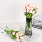 24PCS White Tulips Artificial Flowers Real Touch Tulips Flowers White Tulips Flowers for Home Table Decoration Wedding Bouquet Party Baby Shower Centerpieces Bridal Bouquet Decor