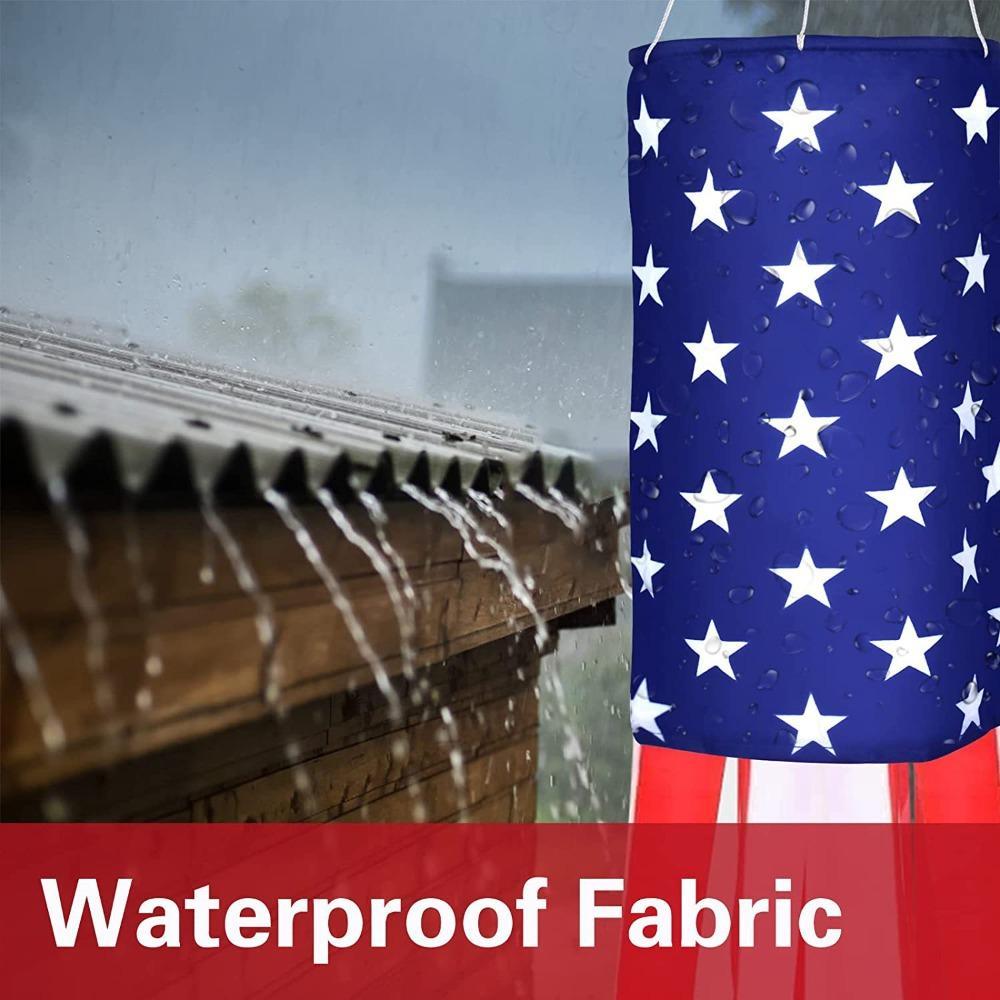 Heavy Duty American Windsock Set of 2 | 4th of July USA Patriotic Flag with Embroidered Stars for Outdoor Hanging