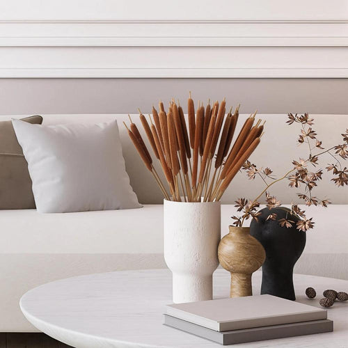 Dried Natural Brown Cattail Stems Bundle 10pcs | Real Bulrush for DIY Floral Wedding Rustic Boho Home Decor