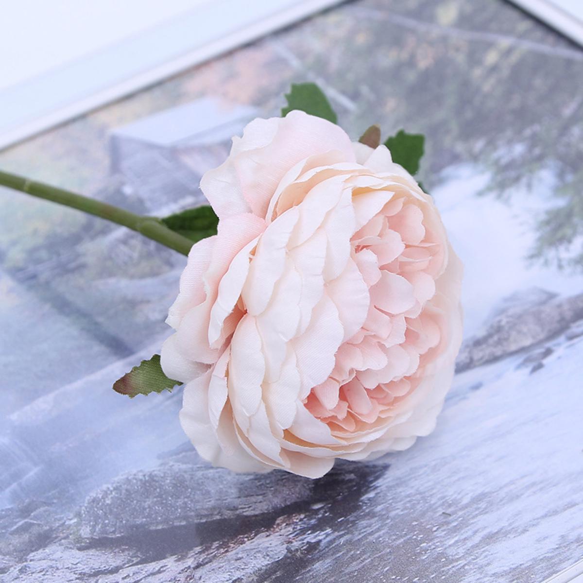 Artificial Silk Peony Flowers | Wedding Bouquet Wreath Home Decor & Centerpiece in White Pink