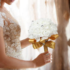 Crystal Diamond Rose Bridal Bouquet | Wedding Bride Bridesmaid Church & Party in Ivory White