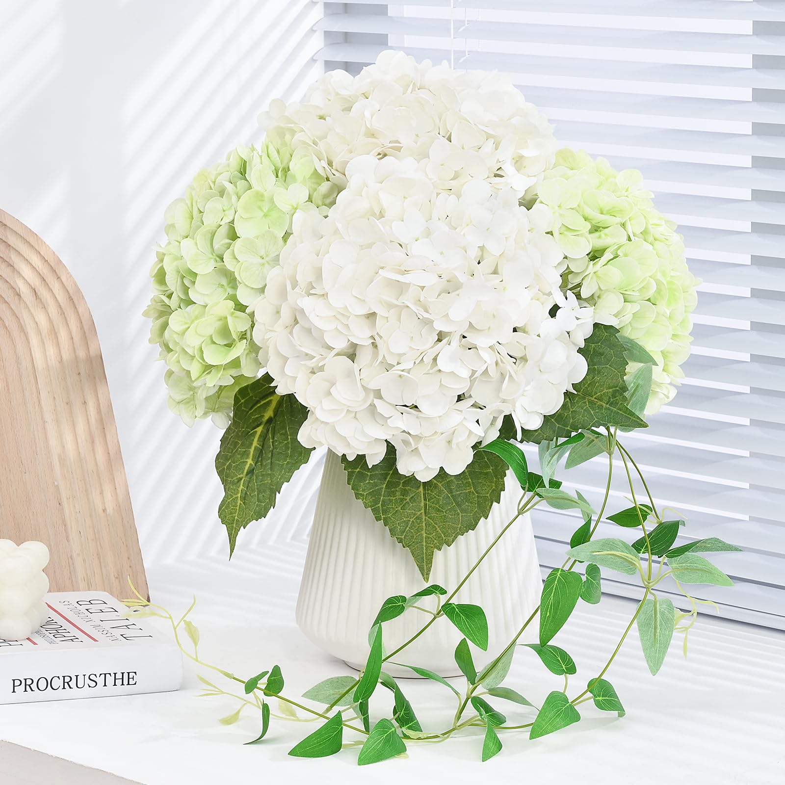 Hydrangea Artificial Flowers 4pcs 17 inch | Home Decor Wedding Party Centerpiece & Holiday Arrangement in Orange Purple Blue Pink White
