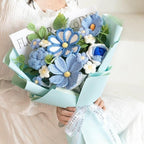 Wrapped Crochet Flowers Bouquet with Crochet Flowers, Crochet Sunflower, Lily Bouquet for Home Decor, Graduation Gifts, Gift for Women