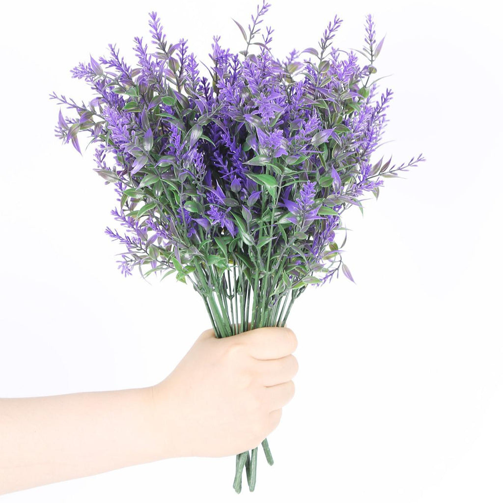 Artificial Lavender Flower Stems 6pcs | Realistic Faux Lavender for Home Bedroom Office & Commercial Display Decor in Purple Pink Green Yellow