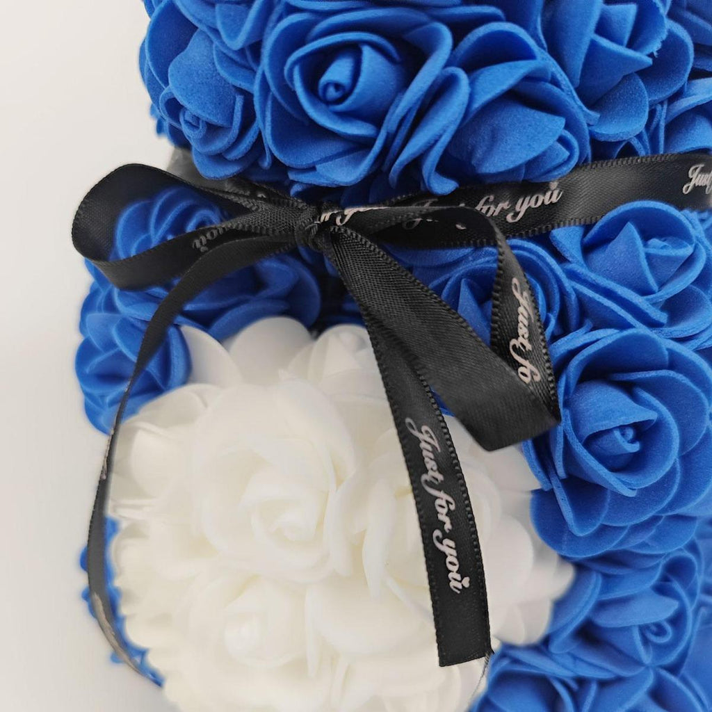 Forever Rose Bear with Black Ribbon Colorblock Gift Box Set for Valentine's Day