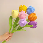 Handmade Crochet Tulip Bouquet 8pcs | Mother's Day Birthday Anniversary Home Decor & Gift in Red White Purple Pink Dark Pink Blue