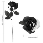 Black & white roses with stems arranged for 10pcs gothic wedding by IPOPU