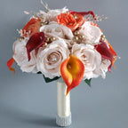 Rose Wedding Bouquet for Bride & Bridesmaid | Wedding Ceremony Prom & Party Decoration in White Red Orange Blue