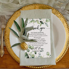 Greenery Wedding Thank You Place Cards Set of 100 | Reception Rehearsal Dinner Bridal Shower & Party