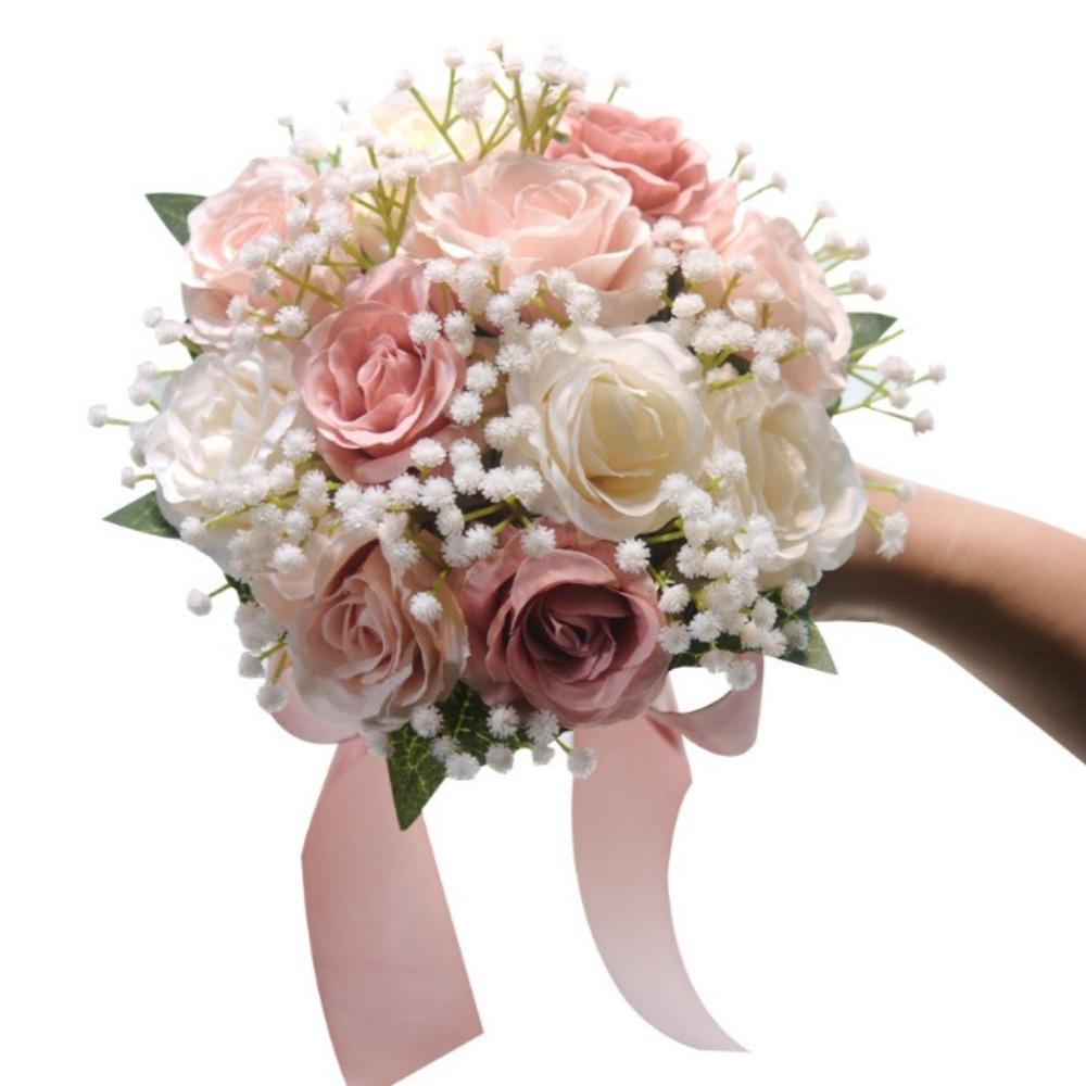 Artificial rose bridal bouquet in 4 colors for wedding and Valentine's Day