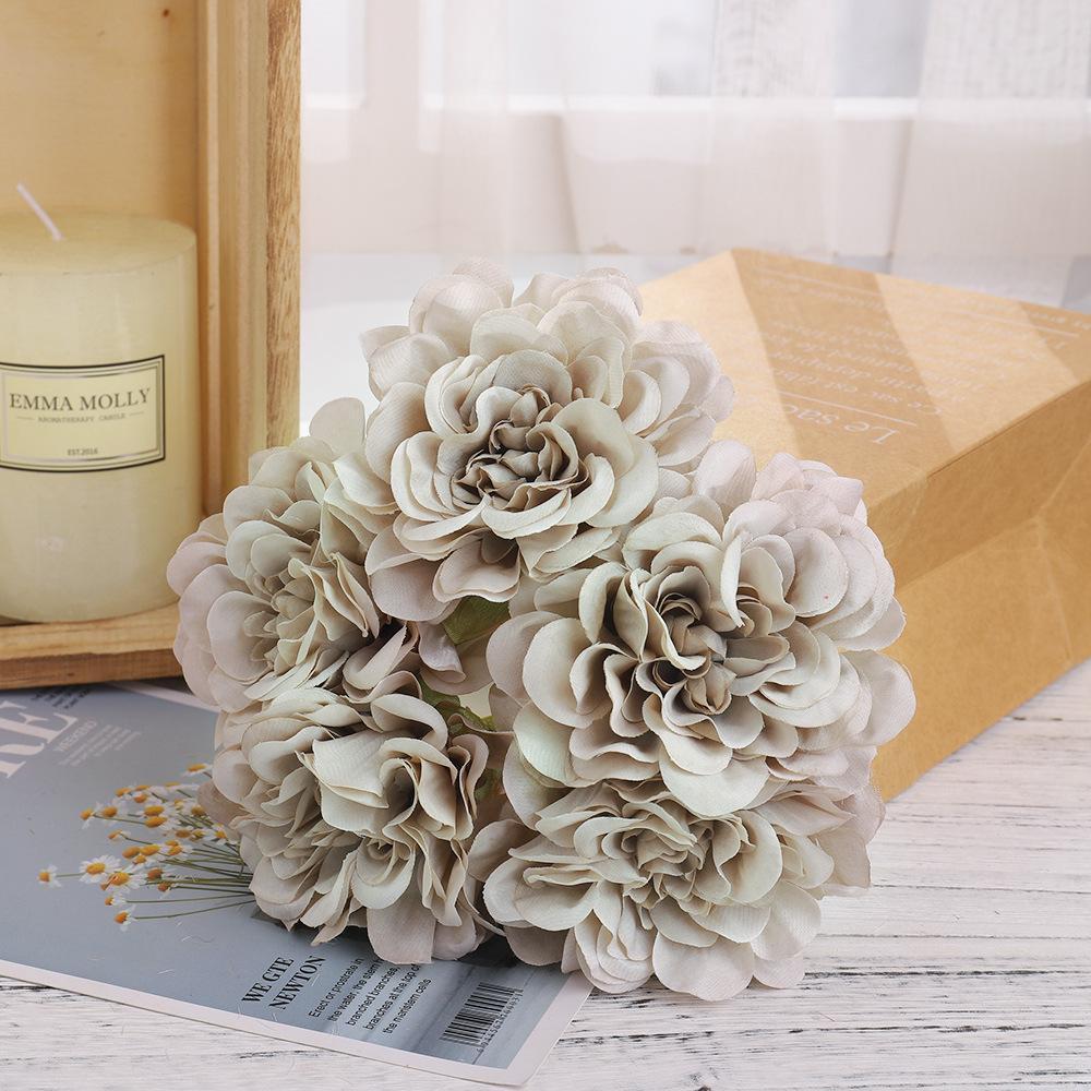 Artificial Peony and Hydrangea Bridal Bouquet 2pcs | Wedding Home & DIY Decor in White Blue Purple Grey Green Pink 7 Colors