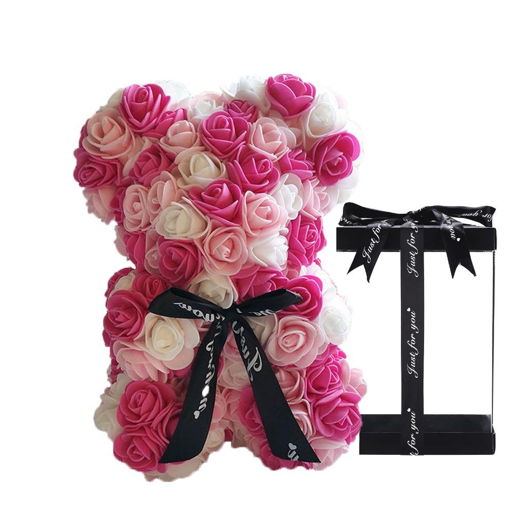 Foam Rose Teddy Bear with Gift Box |5.9" Valentine's Day Birthday Gift for Her