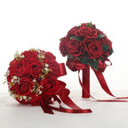 Mock Rose Bridal Bouquet Hand-Held | Artificial Wedding Flowers for Ceremony Church & Photo Shoot in Style A B C