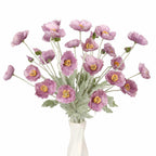 Silk Artificial Poppy Flowers 8pcs with Stem | Wedding Party Table Centerpiece & Home Decor in 10 Colors